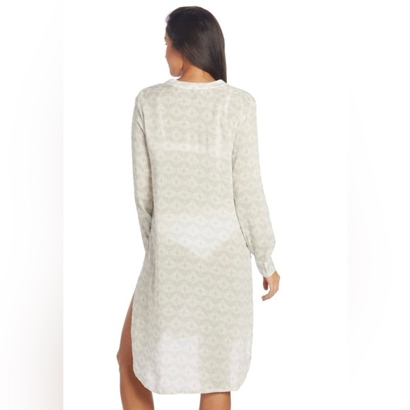 NWT J. Valdi Barcelona Button Front Long-Sleeved Midi Shirt Dress Swim Coverup M - Picture 4 of 13